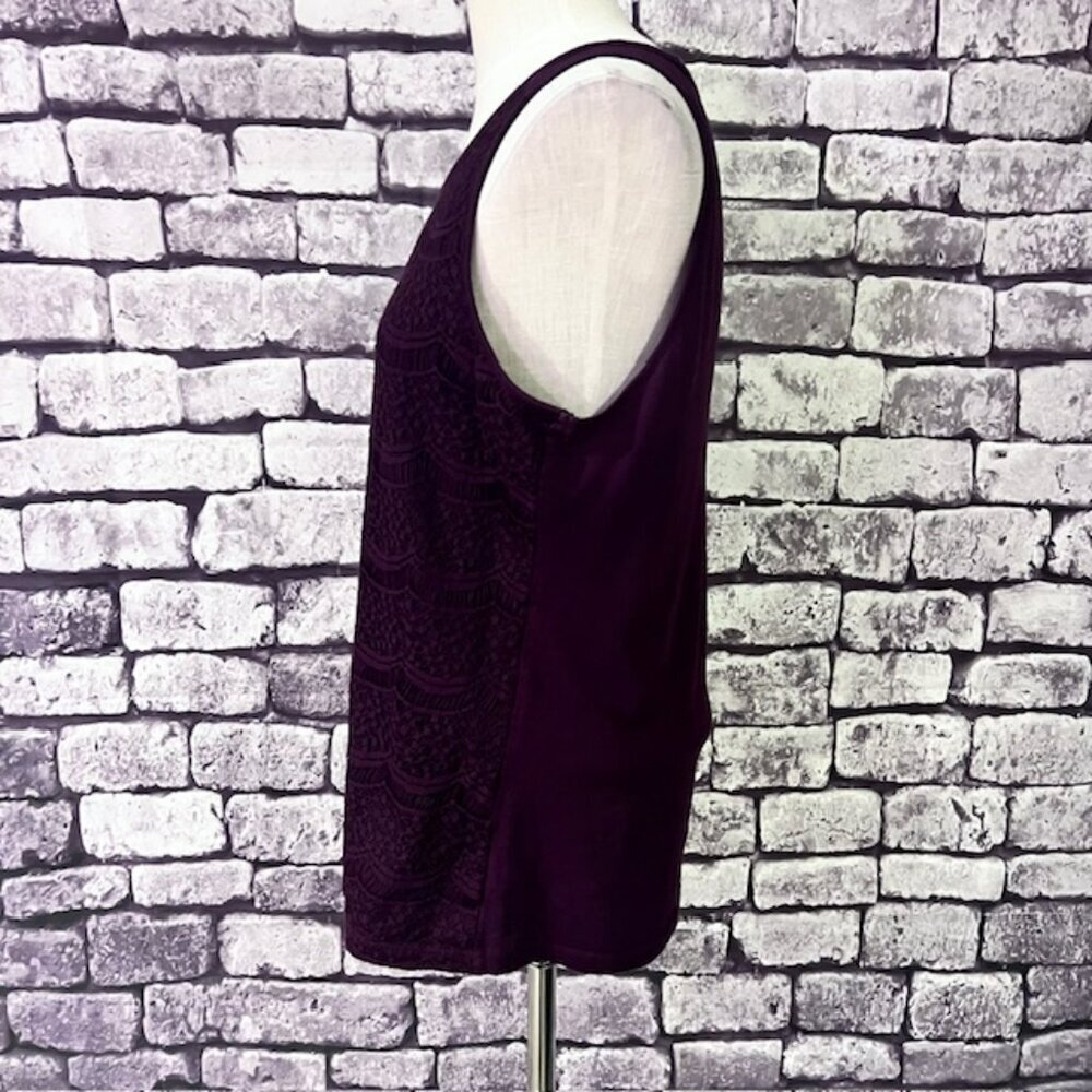 LOFT Purple Lace Front Sleeveless Top Size L - Picture 3 of 9